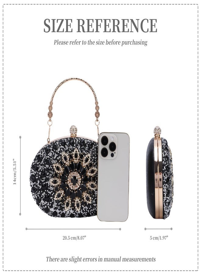Fecialy Clutch Purses for Women Evening Bag Crystal Handbag Luxury Rhinestone Clutch for Wedding Party,Black - Image 3