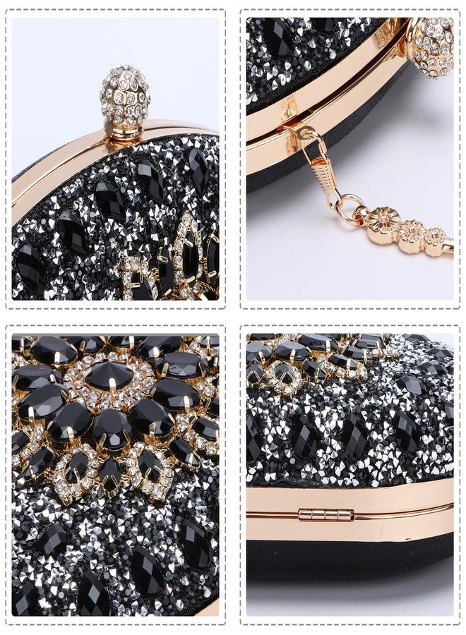 Fecialy Clutch Purses for Women Evening Bag Crystal Handbag Luxury Rhinestone Clutch for Wedding Party,Black - Image 5