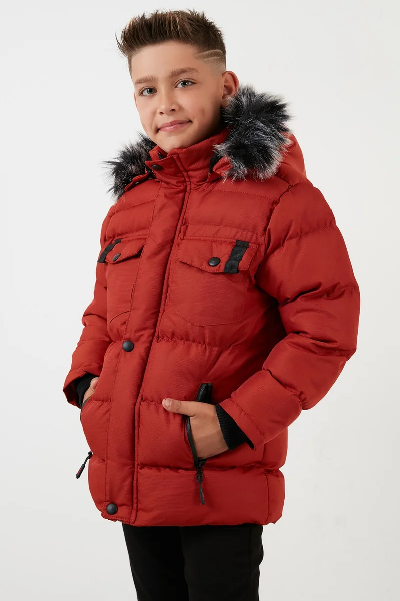 ليلا Plush Lined Removable Hooded Puffer Coat Boys' Coat 5760023