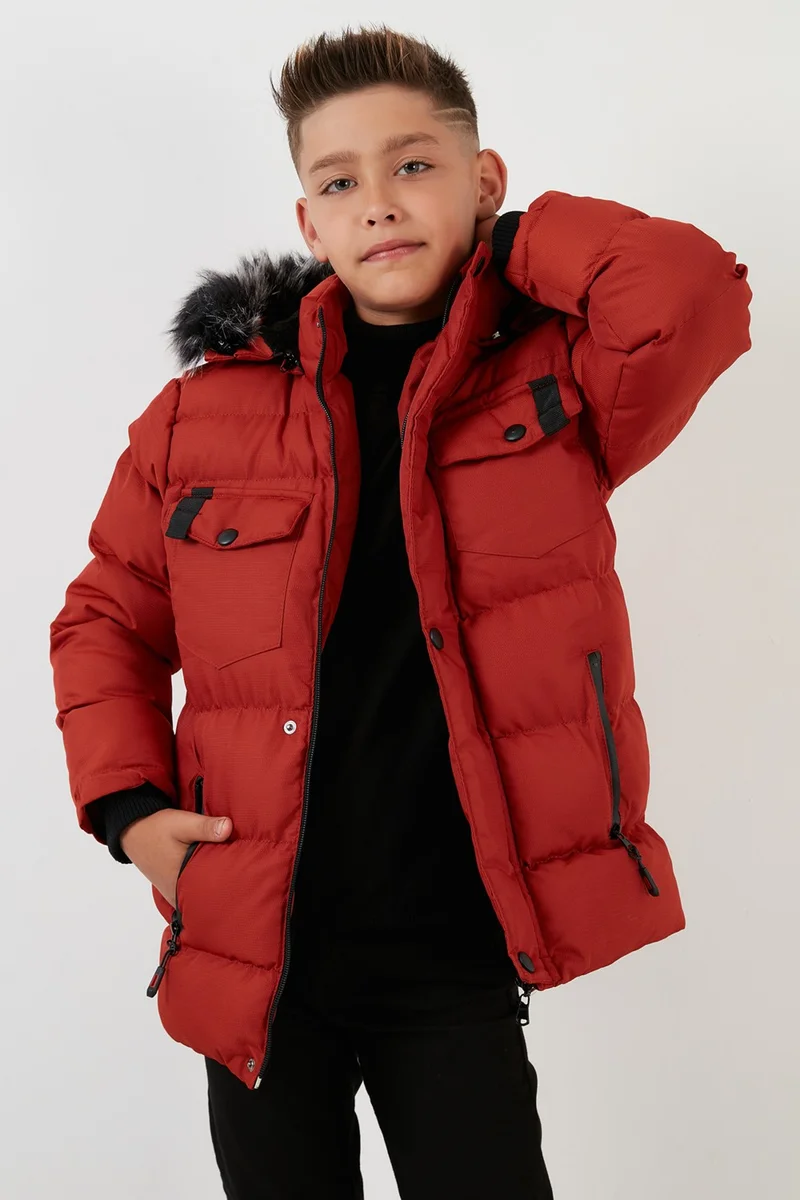 ليلا Plush Lined Removable Hooded Puffer Coat Boys' Coat 5760023