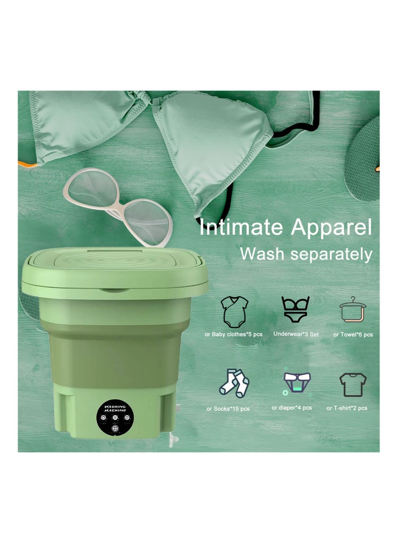 SYOSI Portable Mini Washing Machine, 8L Large Capacity Suitable for Washing Baby Clothes, Underwear, Socks, Portable Washer Machine for Apartments, Dormitories, RV and More Green  - Image 4