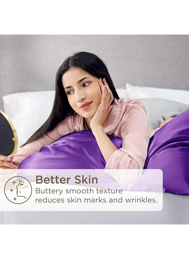 2-Pack Luxurious Mulberry Silk Pillowcases, 25 Momme Satin Weave, Hypoallergenic Solid Color Envelope Closure, Hand Wash Only, Designed for Hair and Skin,120-140gsm - Image 4