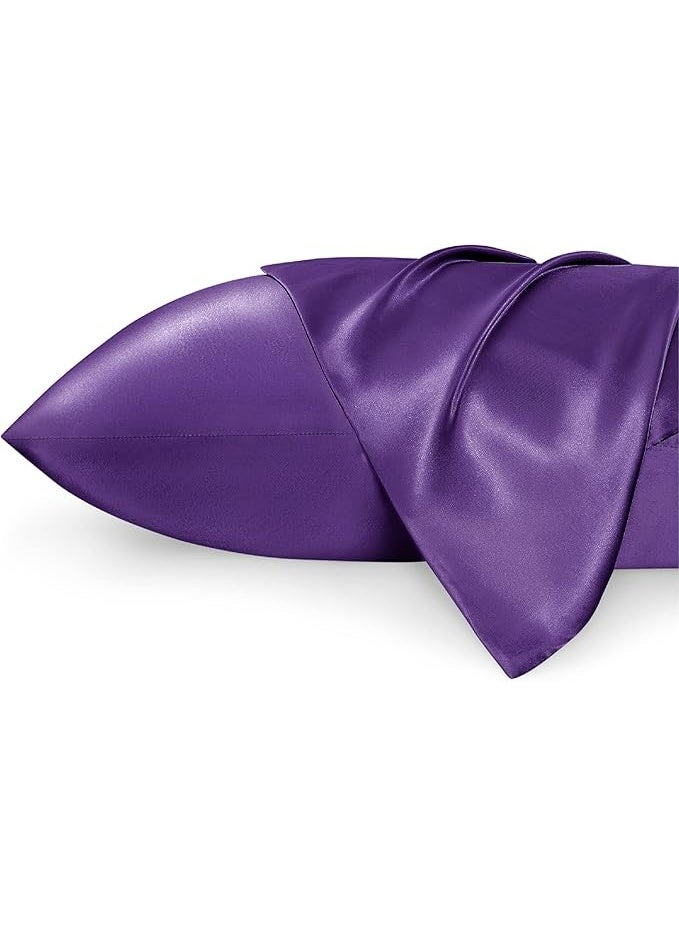 2-Pack Luxurious Mulberry Silk Pillowcases, 25 Momme Satin Weave, Hypoallergenic Solid Color Envelope Closure, Hand Wash Only, Designed for Hair and Skin,120-140gsm - Image 1