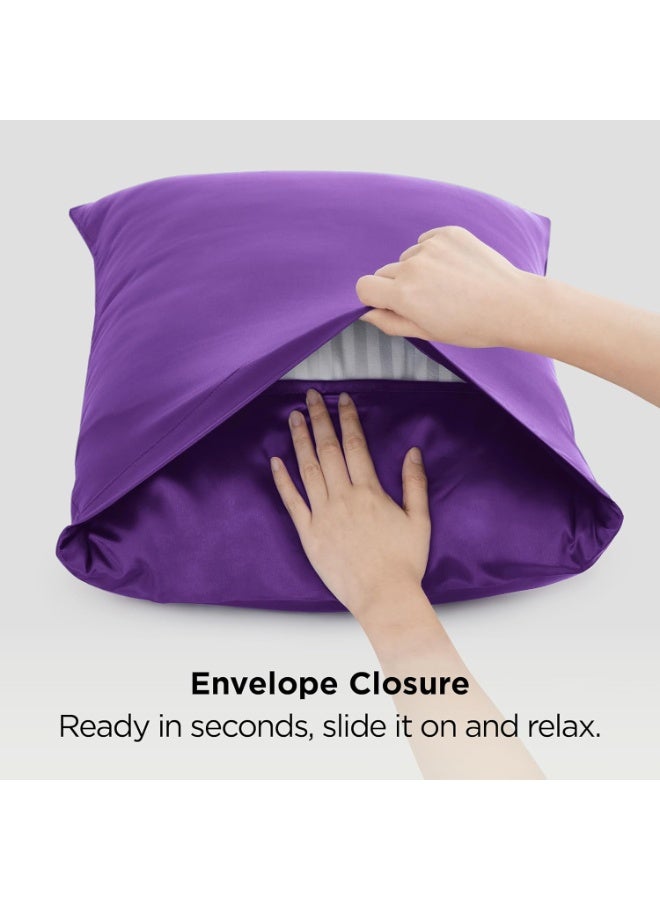 2 عبوة أكياس مخدة فاخرة من حرير التوت، 25 من الحرير الساتان المنسوج من الحرير المومي، مغلف بإغلاق بلون واحد لا يسبب الحساسية، يغسل يدوياً فقط، مصمم للشعر والبشرة، 120-140 جم - Image 5