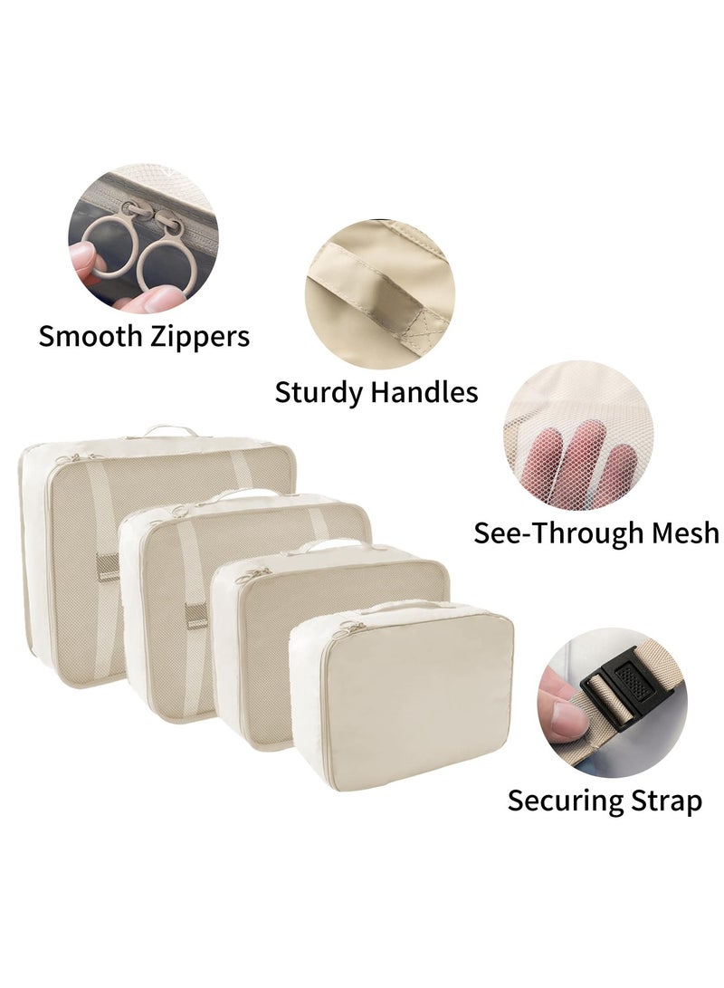 10 Set Packing Cubes for Suitcases, Luggage Organizer Bags for Carry On, Travel Bags Organizer for Luggage, Must Have Travel Essentials for Women and Men (Beige) - Image 4