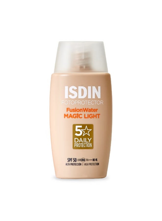 ISDIN FusionWater Color SPF 50 – Tinted Sunscreen with 5-Star Protection | Daily Use for Glowing, Even-Tone Skin