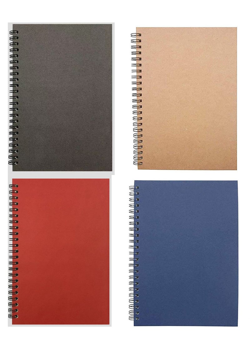 KCDMBUE 4 Pack A5 Spiral Notebooks, 100 Lined Pages Writing Pads for Notes, Journaling, Sketching, and Drawing – Ideal for School, Office, and Home Use  - Image 1