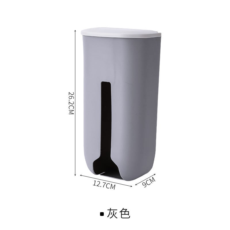 صندوق تخزين أكياس القمامة المعلقة في المطبخ بدون ثقب، صندوق تخزين أكياس بلاستيكية، تخزين مثبت على الحائط - Image 1