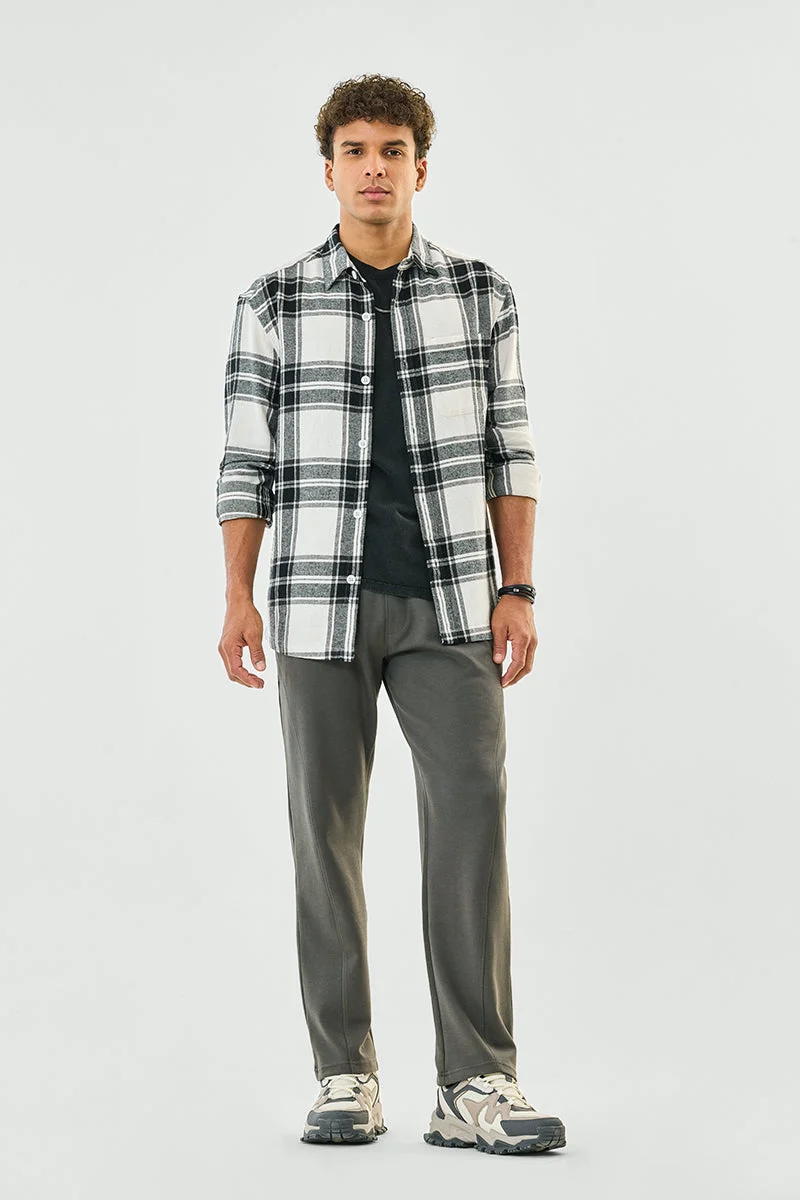 سنيتش Grey Solid Relaxed Track Pants