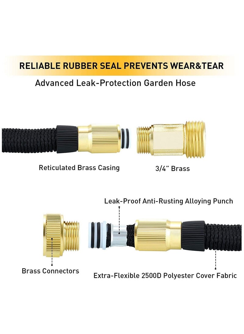 MIXDE - 75FT High-Quality Expandable Garden Hose，Three Times Shrink with 8 Nozzle Patterns，Extra Strength Fabric Double Latex Core Hose，for Garden House Cleaning Pet Bathing Car Washing (COLOR4) - Image 1
