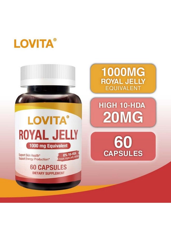 Lovita Royal Jelly 333 mg, 3:1 Concentrate, with 20mg 10-HDA, Natural Source Super Food, Supports Skin Health & Energy Production, 60 Capsules (Pack of 3) - Image 2