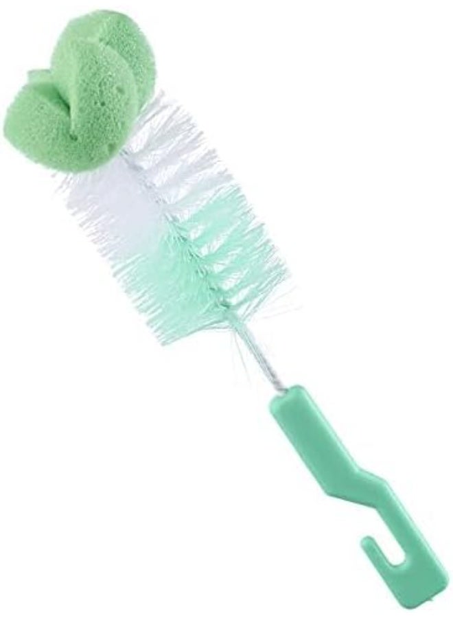 Baby bottle brush set consisting of two pieces for cleaning baby bottles and cups, green color - Image 2