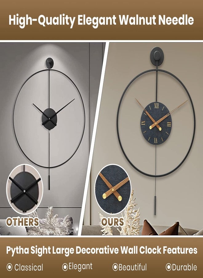 Pytha Sight Large Modern Wall Clock,Wall Clocks for Living Room Decor,Classical Metal Minimalist Roman Numeral Dial,Big Decorative Farmhouse Pendulum Wall Clock With Walnut Pointers for Office,Dining Room - Image 4