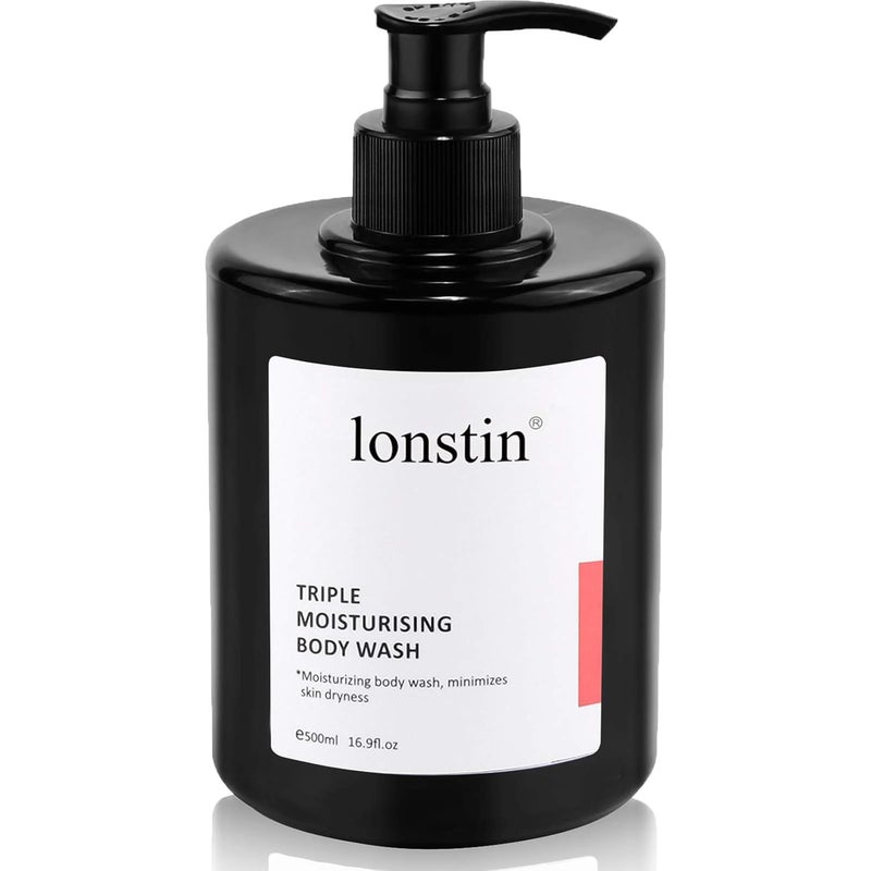 lonstin Body Wash with Pump Moisturizing Body Wash for Dry Skin Natural Nourishers for Instantly Soft Skin and Lasting Nourishment Deep Moisture Cleanser Effectively Washes away Bacteria 169 Fl Oz