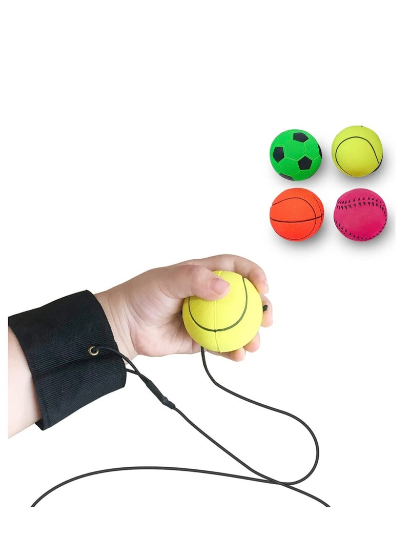 SYOSI 1.85 Inch Wrist Return Ball Sports Wrist Band Balls On A String Rubber Rebound Balls (Basketball Baseball Soccer) Wristband Toy for Children Kids Gift Party Favor Exercise or Play - Image 1