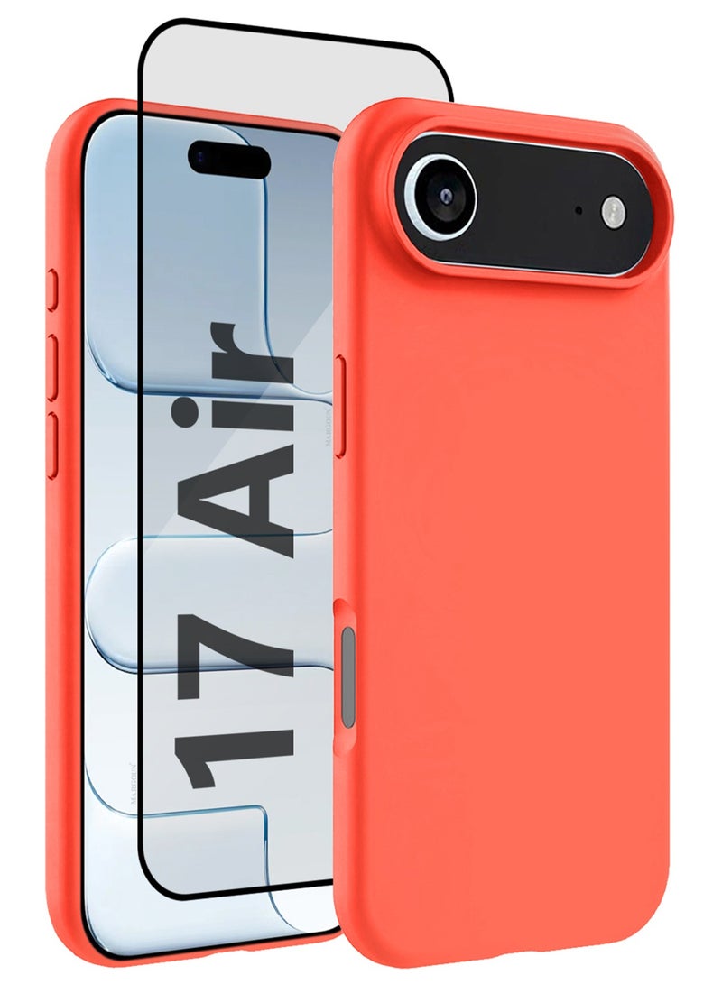 CATANES 2 Packs Silicone Protective Phone Case for iPhone 17 Air , Soft Anti-Scratch Microfiber Lining Ultra Slim Drop Protection Phone Cover with 3D Screen Protector - Peach - Image 1