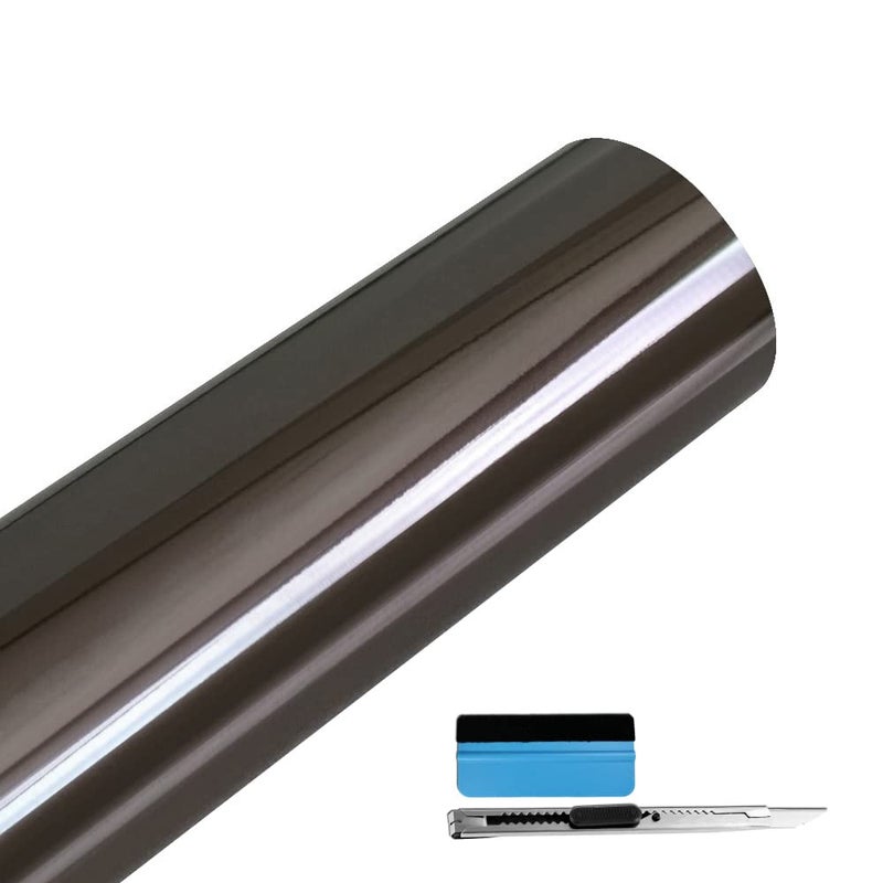 LZLRUN 1FT x 5FT Chrome Mirror Vinyl Wrap Adhesive Car Sticker Decal Film Gray 1FT x 5FT