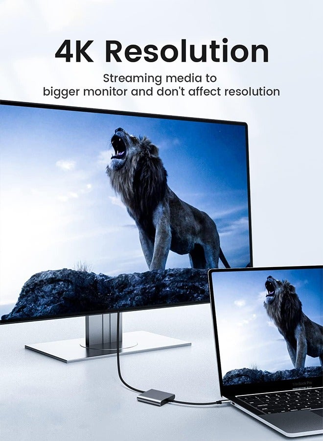 UETEEY USB C to HDMI Silver Adapter, 4K Video Converter with USB 3.0 and Type-C Charging Port, USB-C Digital AV Multiport Adapter for Mac and USB Type-C Devices - Image 3