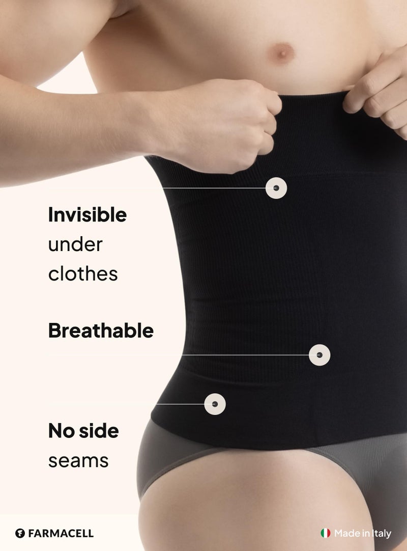 Farmacell 405 (Black, L) Men's Waist Slimmer, Stomach Compression, Tummy Control Shapewear, Made in Italy - Image 4
