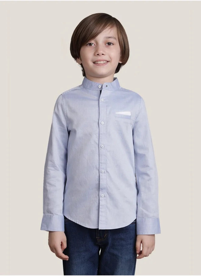 ون فرايدي One Friday Kids Boys Blue Mandarin Collared Shirt