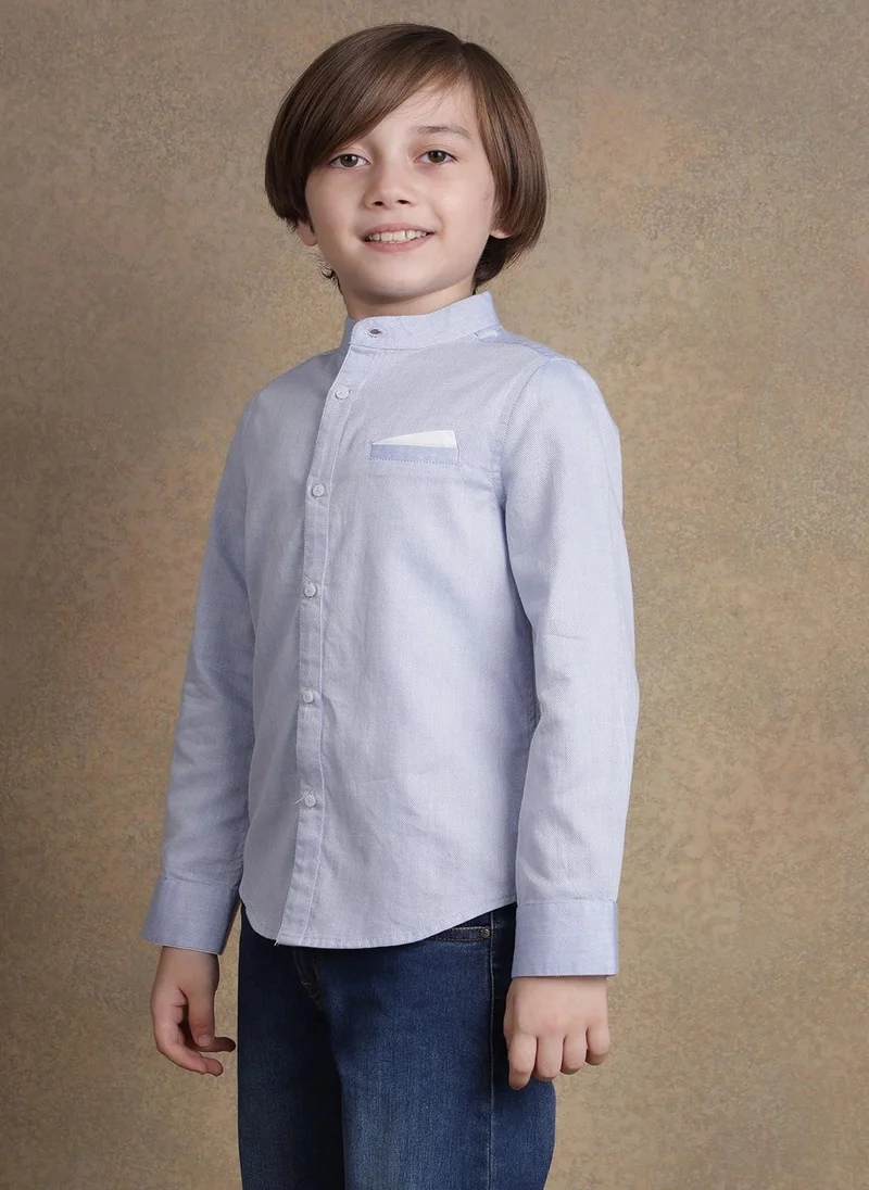 One Friday One Friday Kids Boys Blue Mandarin Collared Shirt