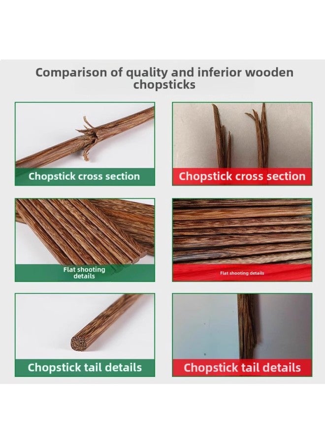 Chopsticks Household Antibacterial Mildew-proof Solid Wood High-grade Chicken Wings Non-lacquer Wax-free Non-slip High-temperature-resistant Chopsticks Special For Families-Color:Chicken Wing Wood -- 5 Pairs  - Image 5