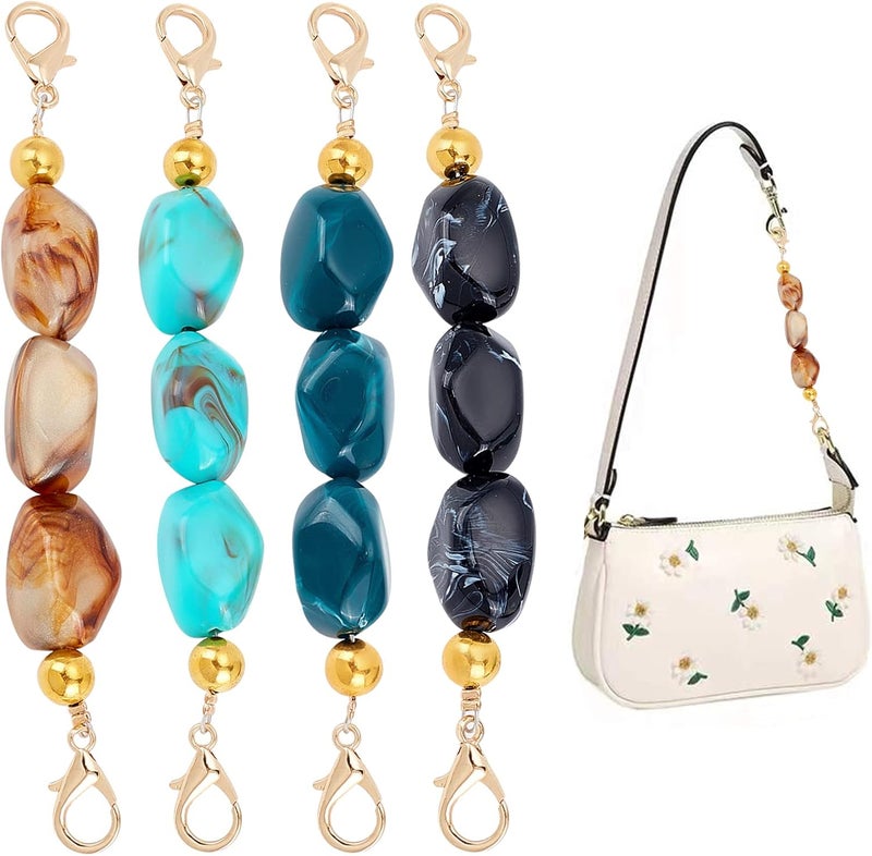 comfrt 4 Colors Purse Strap Bead Extenders, 5.9 Inch Short Resin Bead Handbag Chain Replacement Cross-Body Shoulder Strap Extender Clutch Bag Accessories Charms for Summer Coach Pochette Underarm Bag - Image 1