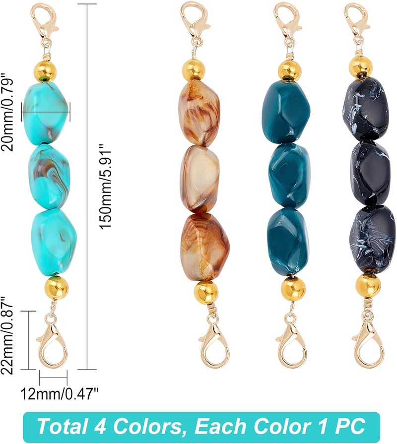 comfrt 4 Colors Purse Strap Bead Extenders, 5.9 Inch Short Resin Bead Handbag Chain Replacement Cross-Body Shoulder Strap Extender Clutch Bag Accessories Charms for Summer Coach Pochette Underarm Bag - Image 4