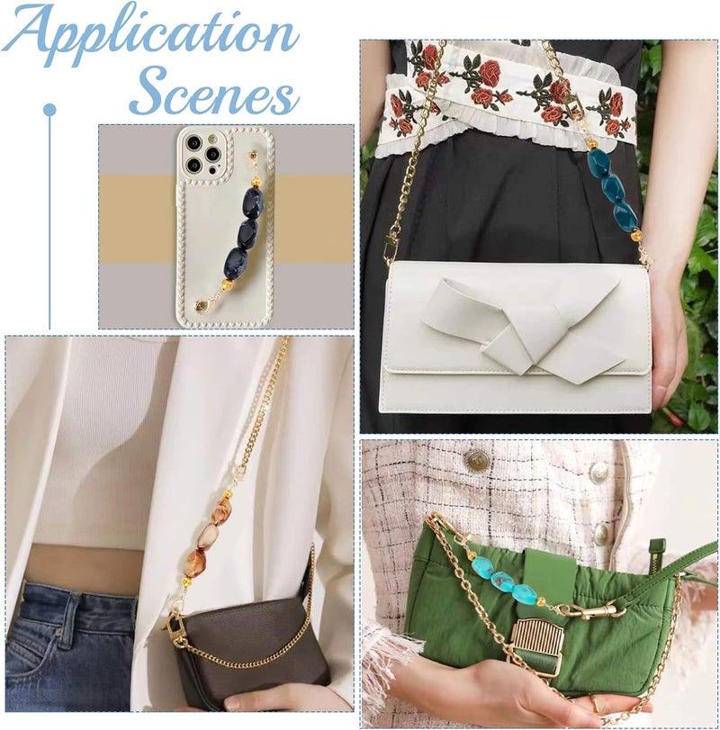 comfrt 4 Colors Purse Strap Bead Extenders, 5.9 Inch Short Resin Bead Handbag Chain Replacement Cross-Body Shoulder Strap Extender Clutch Bag Accessories Charms for Summer Coach Pochette Underarm Bag - Image 3