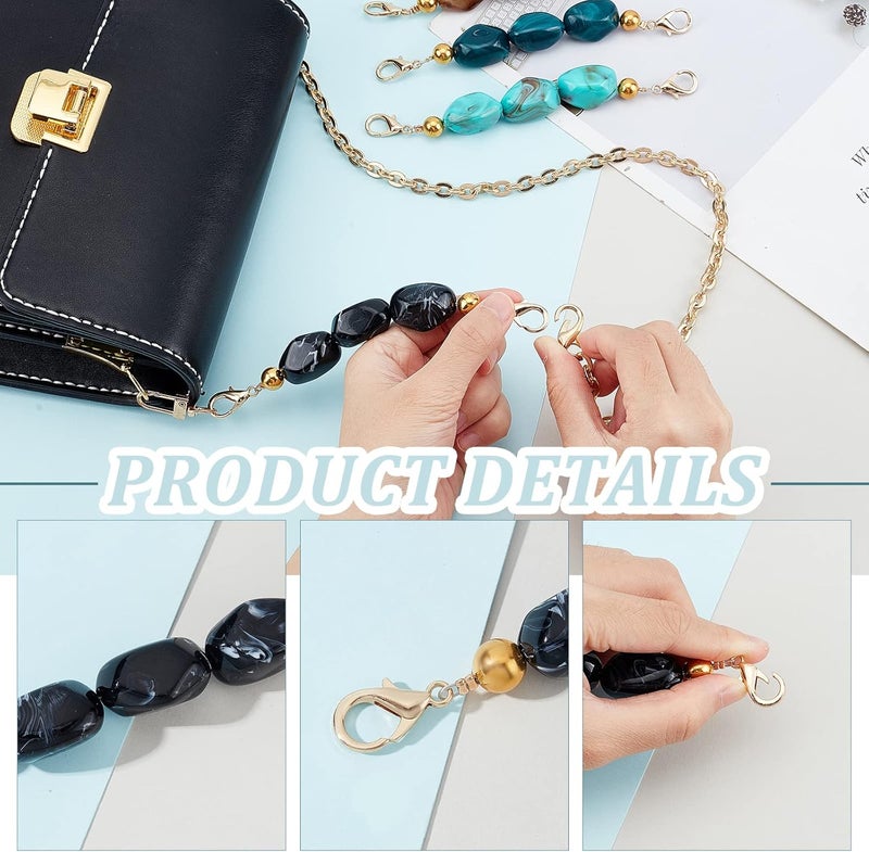 comfrt 4 Colors Purse Strap Bead Extenders, 5.9 Inch Short Resin Bead Handbag Chain Replacement Cross-Body Shoulder Strap Extender Clutch Bag Accessories Charms for Summer Coach Pochette Underarm Bag - Image 2