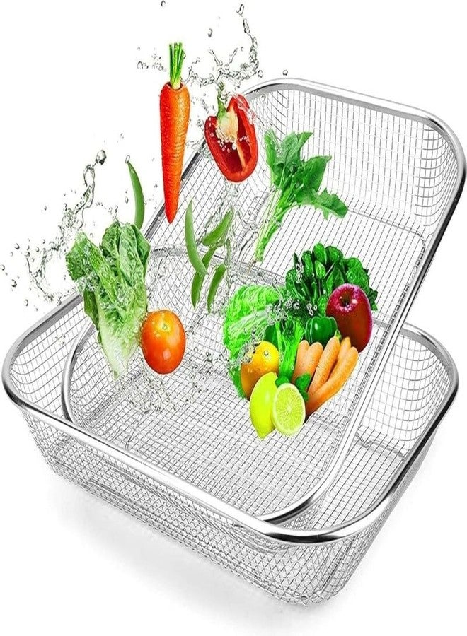 Lemonzza Stainless Steel Dish Drainer Basket for Kitchen Utensils/Dish Drying Stand/Plate Rack/Bartan Basket/Sink Counter Top Dish Drainer Rack (12 * 8.5 * 3 CM) - Image 1