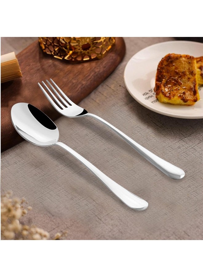 Parage 12 Pieces Stainless Steel Table Spoons and Forks Set with Round Edge, Tableware, Set of 12, Silver (Contains: 6 Table Spoons and 6 Dinner Forks) - Image 1