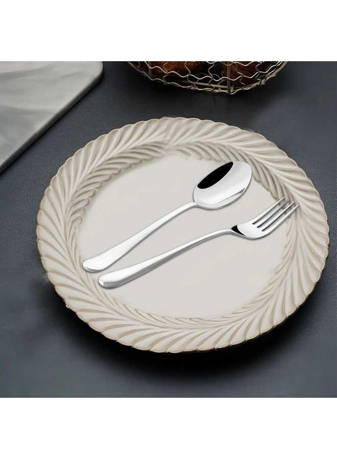 Parage 12 Pieces Stainless Steel Table Spoons and Forks Set with Round Edge, Tableware, Set of 12, Silver (Contains: 6 Table Spoons and 6 Dinner Forks) - Image 4