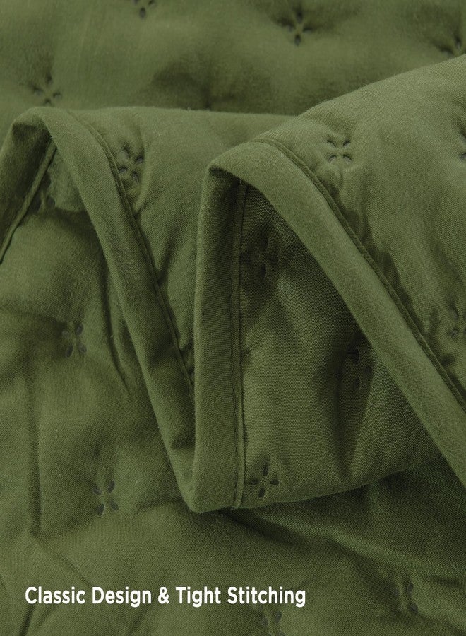 Andency طقم لحاف أندنسي باللون الأخضر الزيتوني بحجم كاليفورنيا كينغ (112x104 بوصة)، 3 قطع غطاء سرير ناعم وخفيف، لحاف بوهو صيفي بحجم كال كينغ لجميع الفصول (1 لحاف، 2 غطاء وسادة) - Image 5