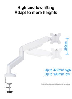 FlashHawk Single Monitor Arm, Gas Spring Adjustable Ergonomic Computer Monitor Arm for 19-32 inch Computer Monitor, Holds up to 2-9Kg Screens - White  - Image 5