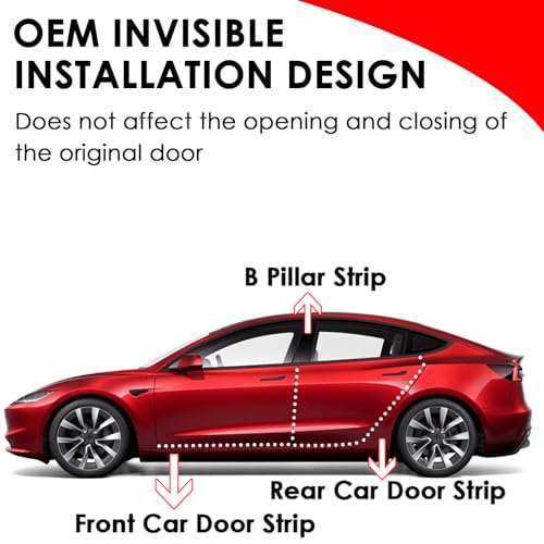 TSTESE 6 Pack Soundproof Sealling Strips Compatible with Tesla Model 3 2020-2024 2025 Accessories Door Seal Kit Soundproof EPDM Rubber Weather Draft Strip Wind Noise Reduction Sound Proofing Kits - Image 2