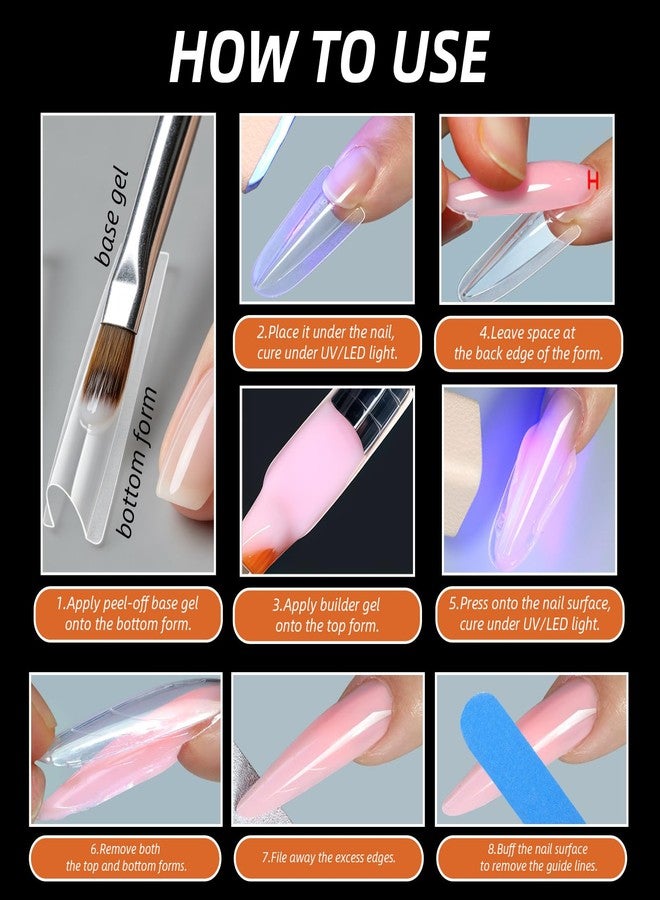 U-Shinein Sandwich Nail Dual Forms, 256PCS Acrylic Polygel 16 Sizes Reusable Molds for Builder Gel Nail Extensions, Professional Salon DIY Manicure Design 01 Coffin - Image 4