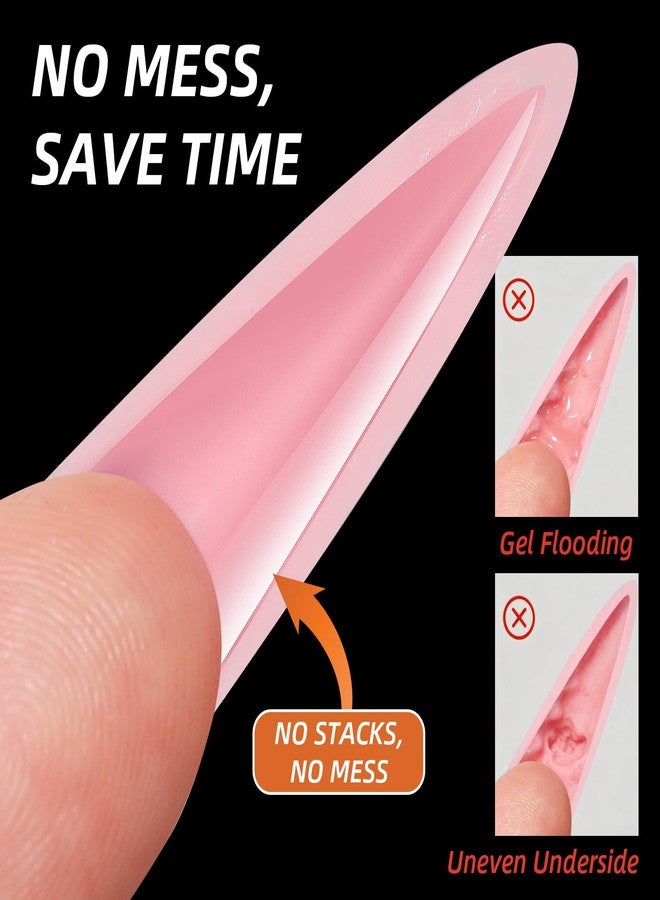 U-Shinein Sandwich Nail Dual Forms, 256PCS Acrylic Polygel 16 Sizes Reusable Molds for Builder Gel Nail Extensions, Professional Salon DIY Manicure Design 01 Coffin - Image 3