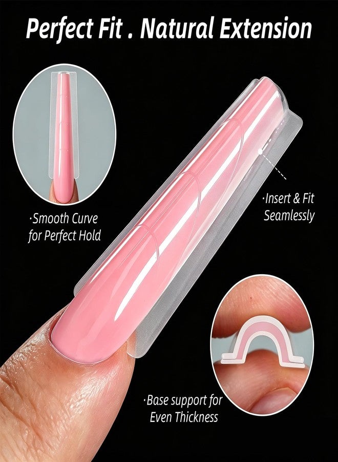 U-Shinein Sandwich Nail Dual Forms, 256PCS Acrylic Polygel 16 Sizes Reusable Molds for Builder Gel Nail Extensions, Professional Salon DIY Manicure Design 01 Coffin - Image 5
