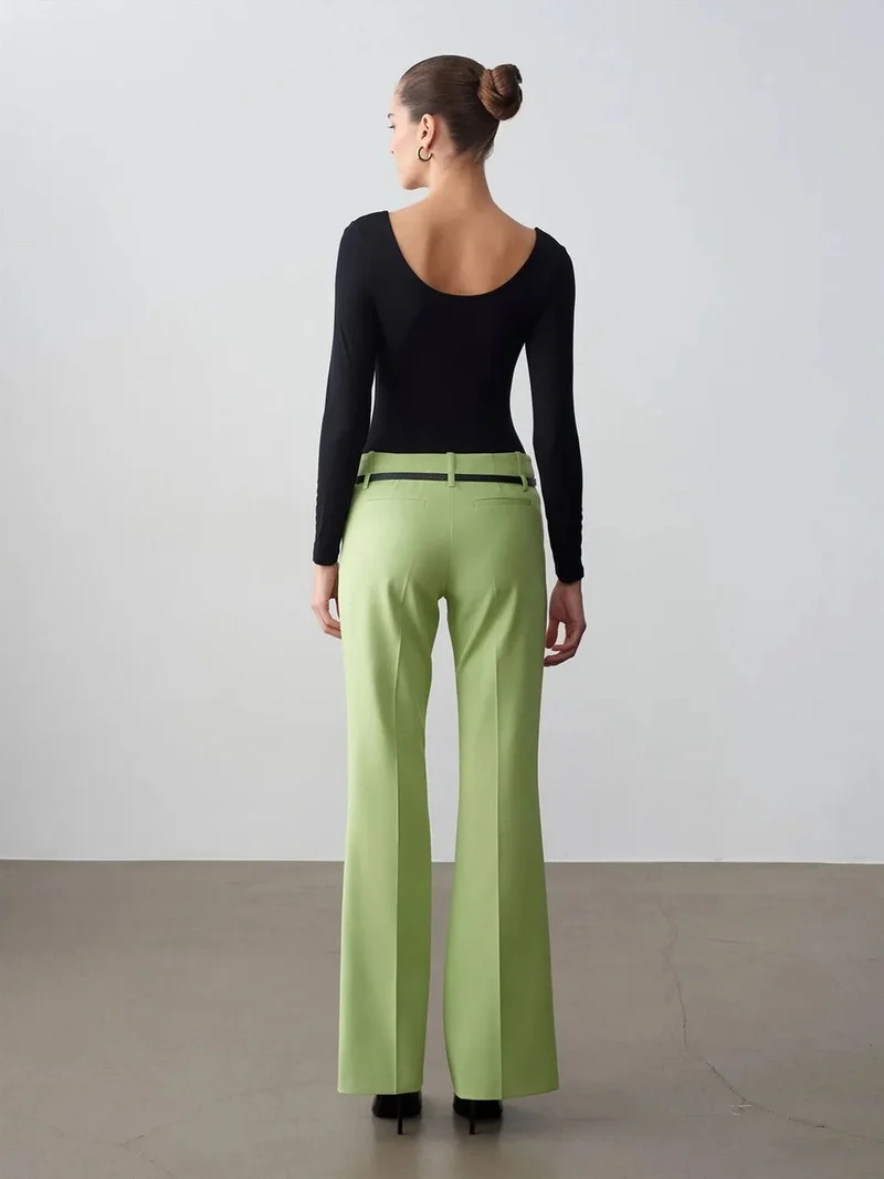 ديلفين Dilvin Belted Straight-Leg Crepe Trousers