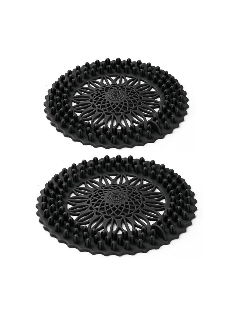 SYOSI 6Pcs Sink Drain Strainer, Rubber Drain Hair Catcher Drain Strainers Protectors Suited for Kitchen Bathroom Bathtub Sink (Black) - Image 1