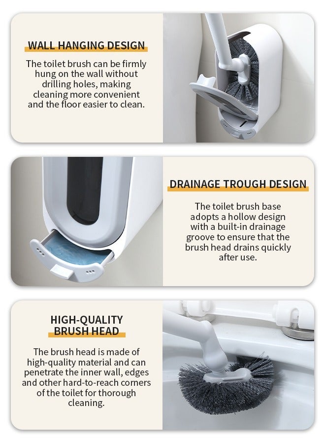 هومستر حامل فرشاة المرحاض المثبت على الحائط، تنظيف مع صندوق تخزين، يزيل الأوساخ العنيدة بسهولة، مناسب للاستخدام في الحمام المنزلي - Image 3