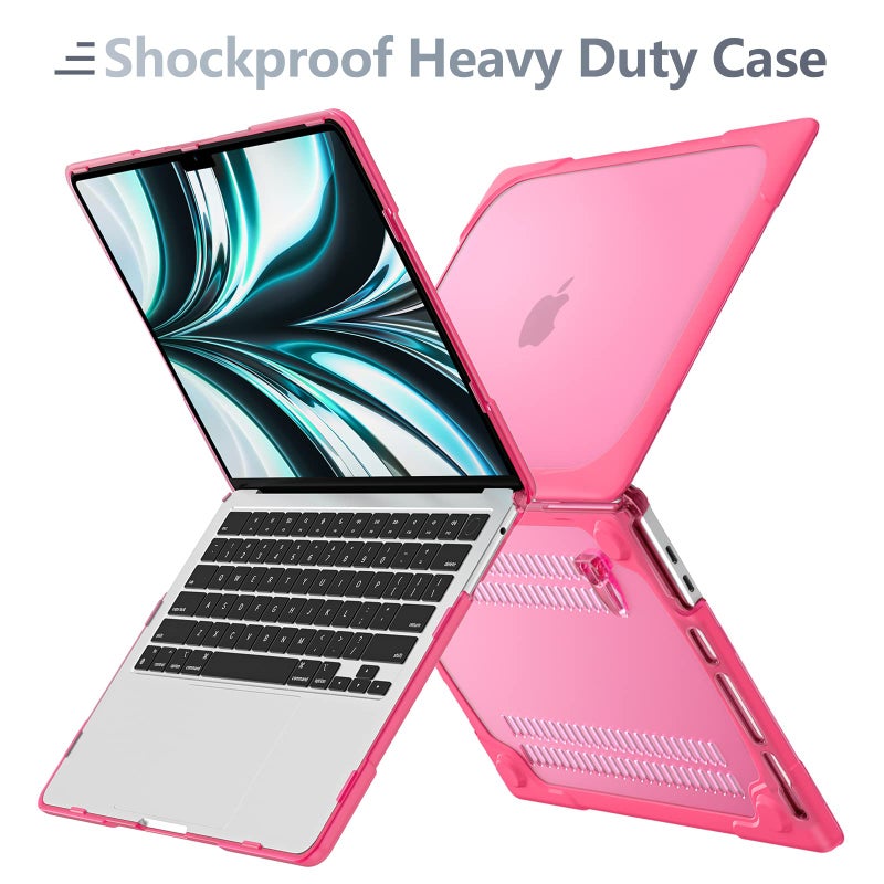 Batianda Heavy Duty Case for MacBook Air 13 inch 2020 A2179 A1932 A2337 M1 Chip with Touch ID, Ergonomic Foldable Kickstand (Holds 22lbs) Matte Translucent Protective Cover Keyboard Skin, Rose - Image 3