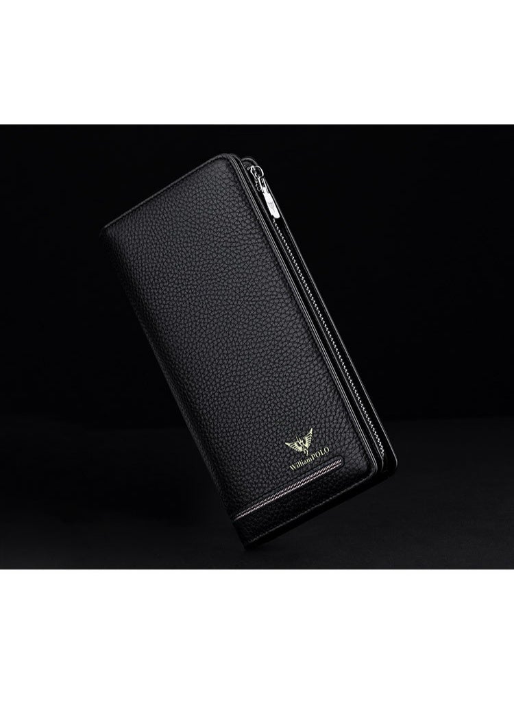 William Polo Brand Business Zipper Wallet Leather Wallet Handheld Bag Men's Long Handheld Bag - Image 3