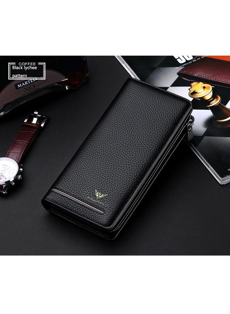 William Polo Brand Business Zipper Wallet Leather Wallet Handheld Bag Men's Long Handheld Bag - Image 4