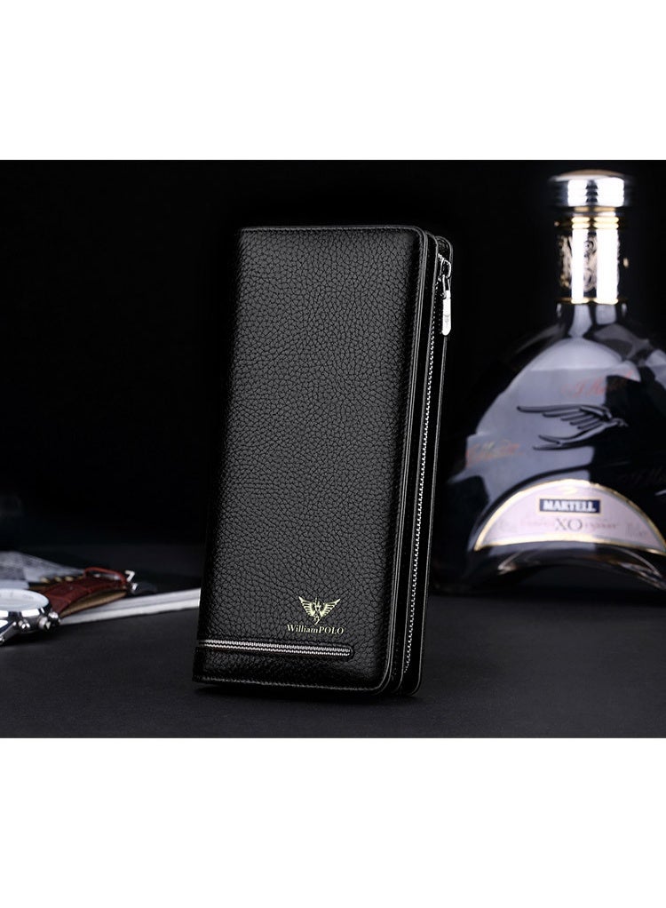 William Polo Brand Business Zipper Wallet Leather Wallet Handheld Bag Men's Long Handheld Bag - Image 5