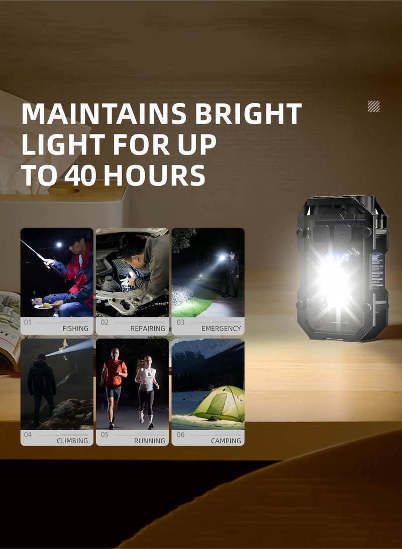 Mini Keychain EDC Flashlight Rechargeable, 8 Modes 1000 High Lumens Super Bright Flash Light Small Portable Flashlight with Magnet and Clip - Image 4