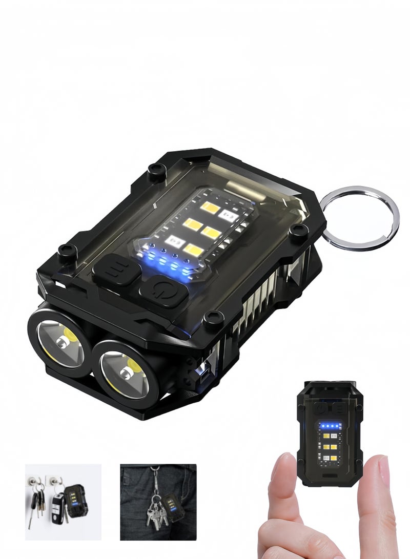 Mini Keychain EDC Flashlight Rechargeable, 8 Modes 1000 High Lumens Super Bright Flash Light Small Portable Flashlight with Magnet and Clip - Image 1