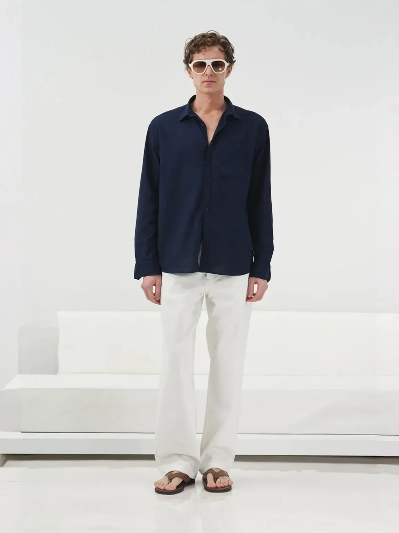 Giesto Navy Blue GIESTO Regular Fit Button-Up Shirt for Men | Best Price UAE