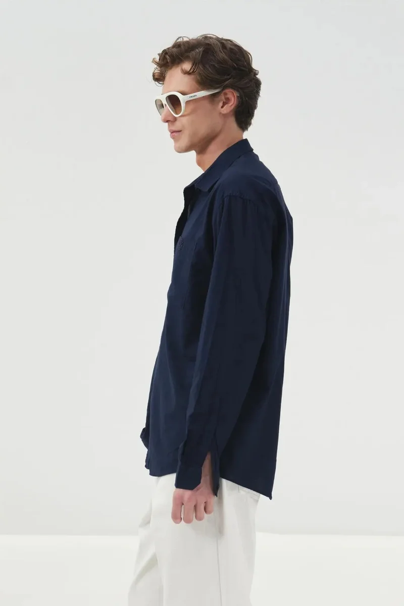 Giesto Navy Blue GIESTO Regular Fit Button-Up Shirt for Men | Best Price UAE
